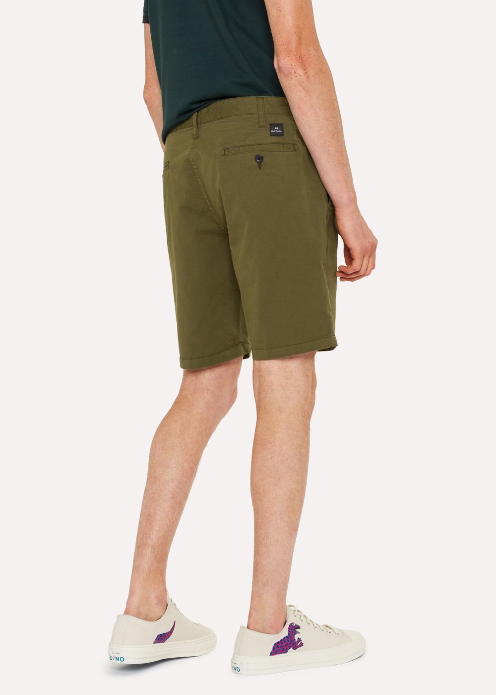 Paul Smith Men's Khaki Garment-Dyed Stretch Pima-Cotton Shorts