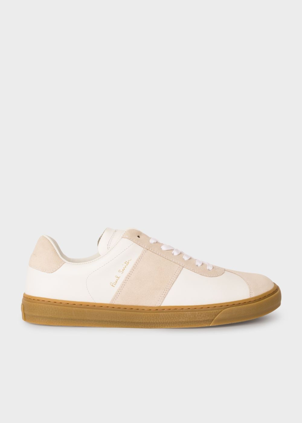 Paul Smith Men's White And Ecru Leather 'levon' Trainers
