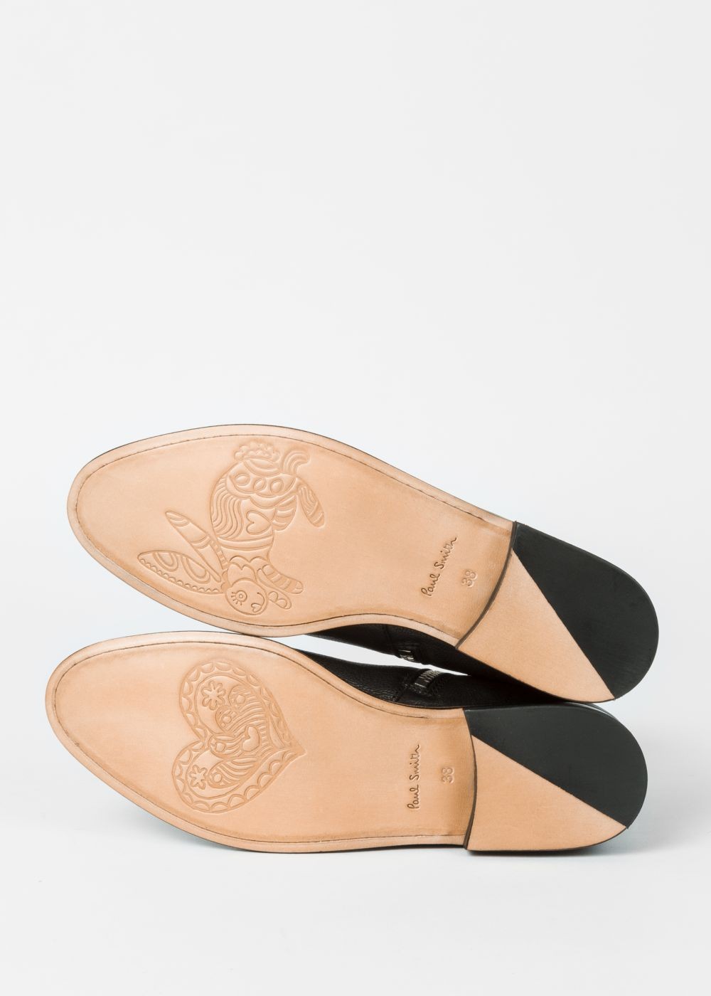 Paul Smith Lady's Black Leather 'brookyln' Boots With 'artist Stripe' Detail