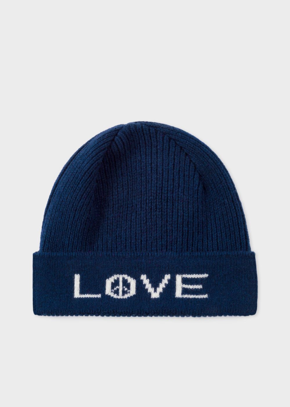 Paul Smith Mens's Navy 'peace And Love' Wool Beanie Caps