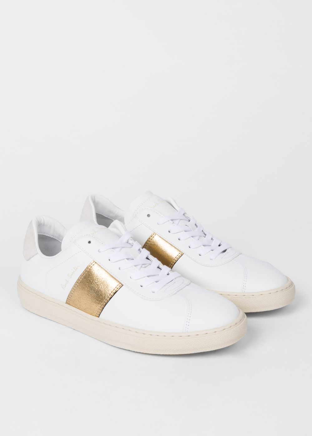 Paul Smith Women's White And Gold Leather 'levon' Shoe