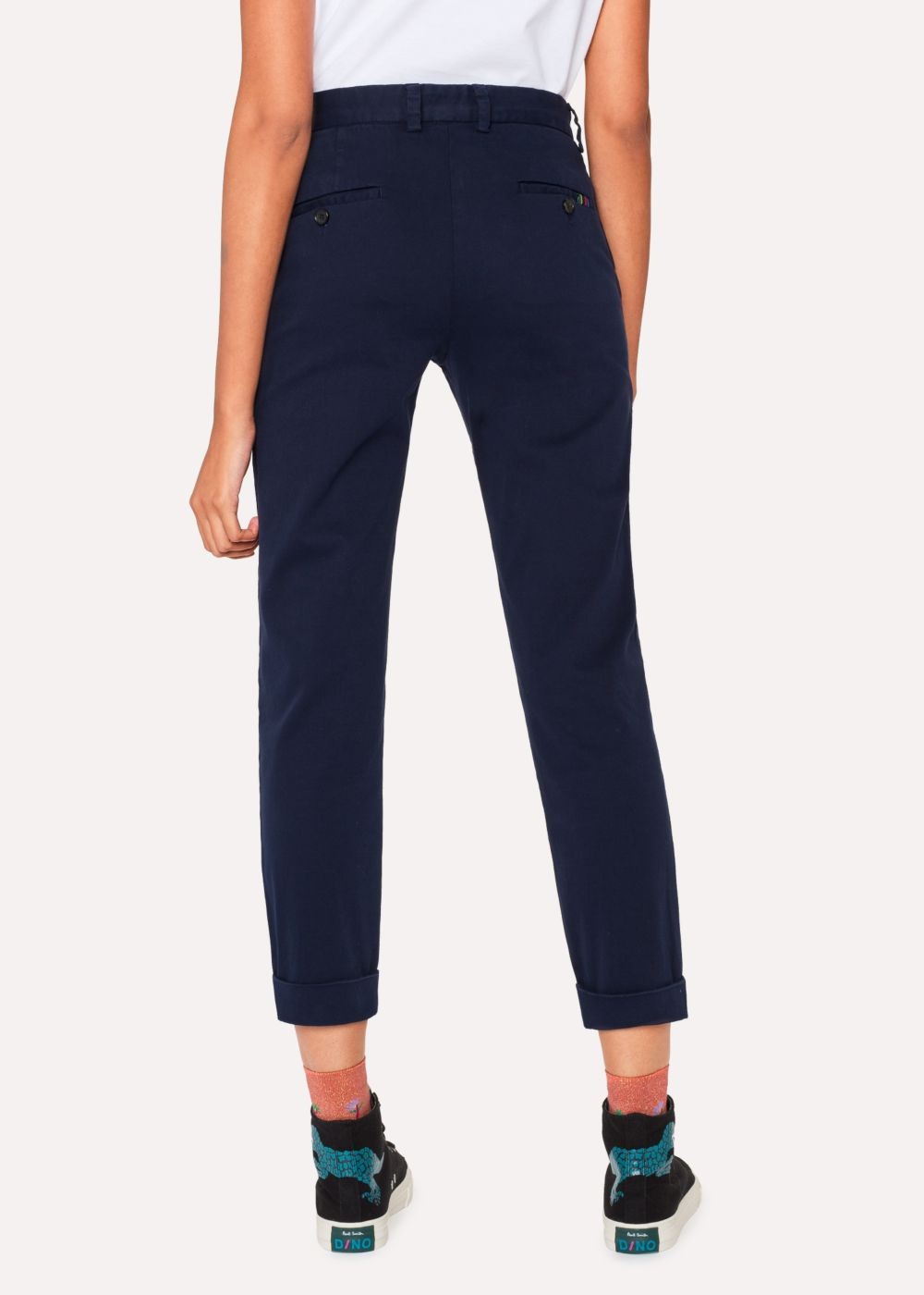 Paul Smith Womens's Navy Brushed Cotton-Stretch Chinos Clothing