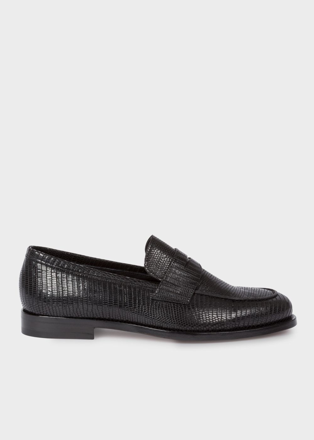 Paul Smith Mens's Black Lizard-Effect Leather 'wolf' Loafers Sneakers