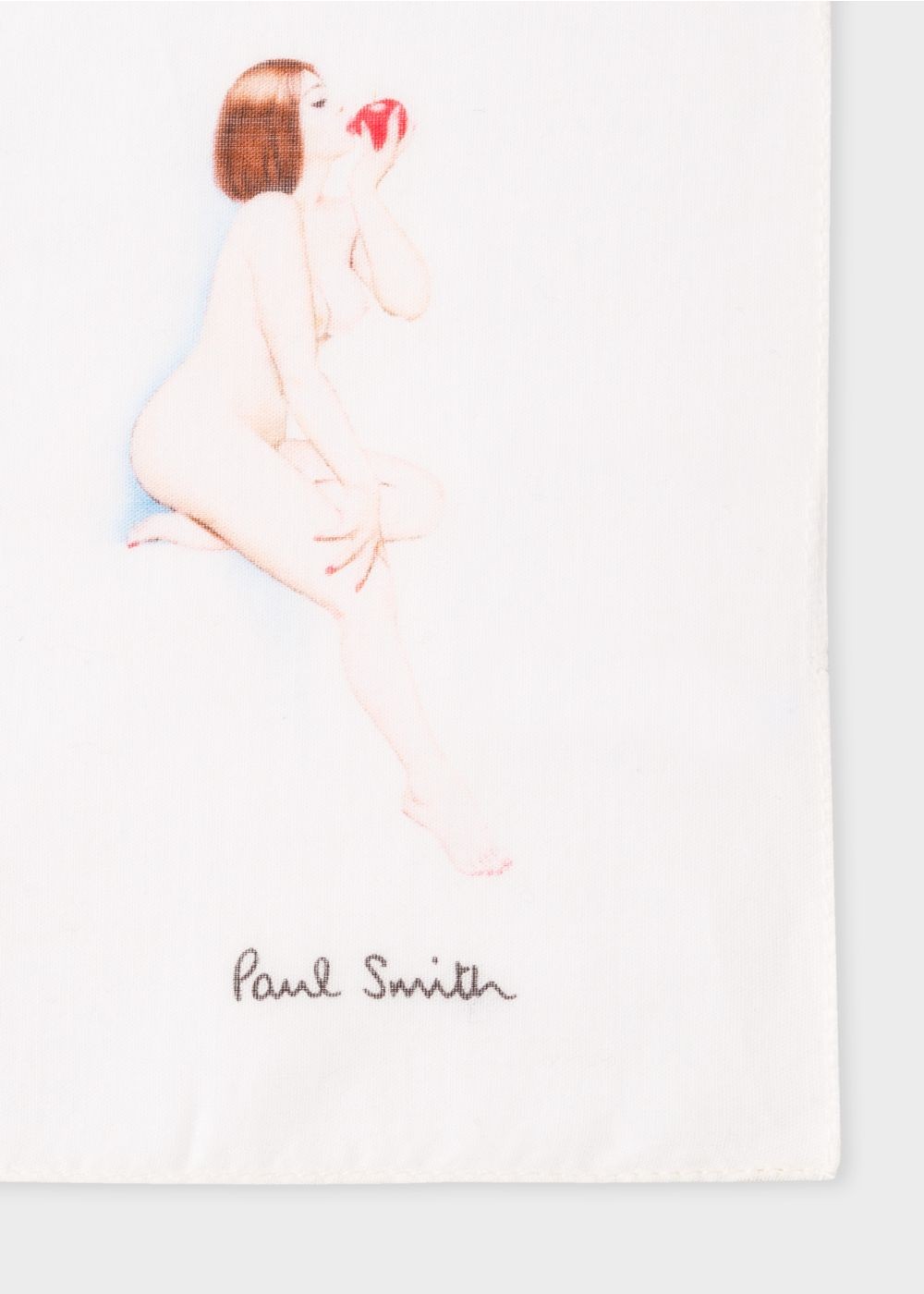Paul Smith Men's White 'naked Women' Print Cotton Pocket Square Accessories