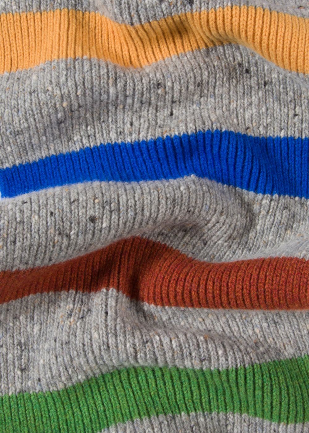 Paul Smith Mens's Grey Donegal Stripe Wool Scarf