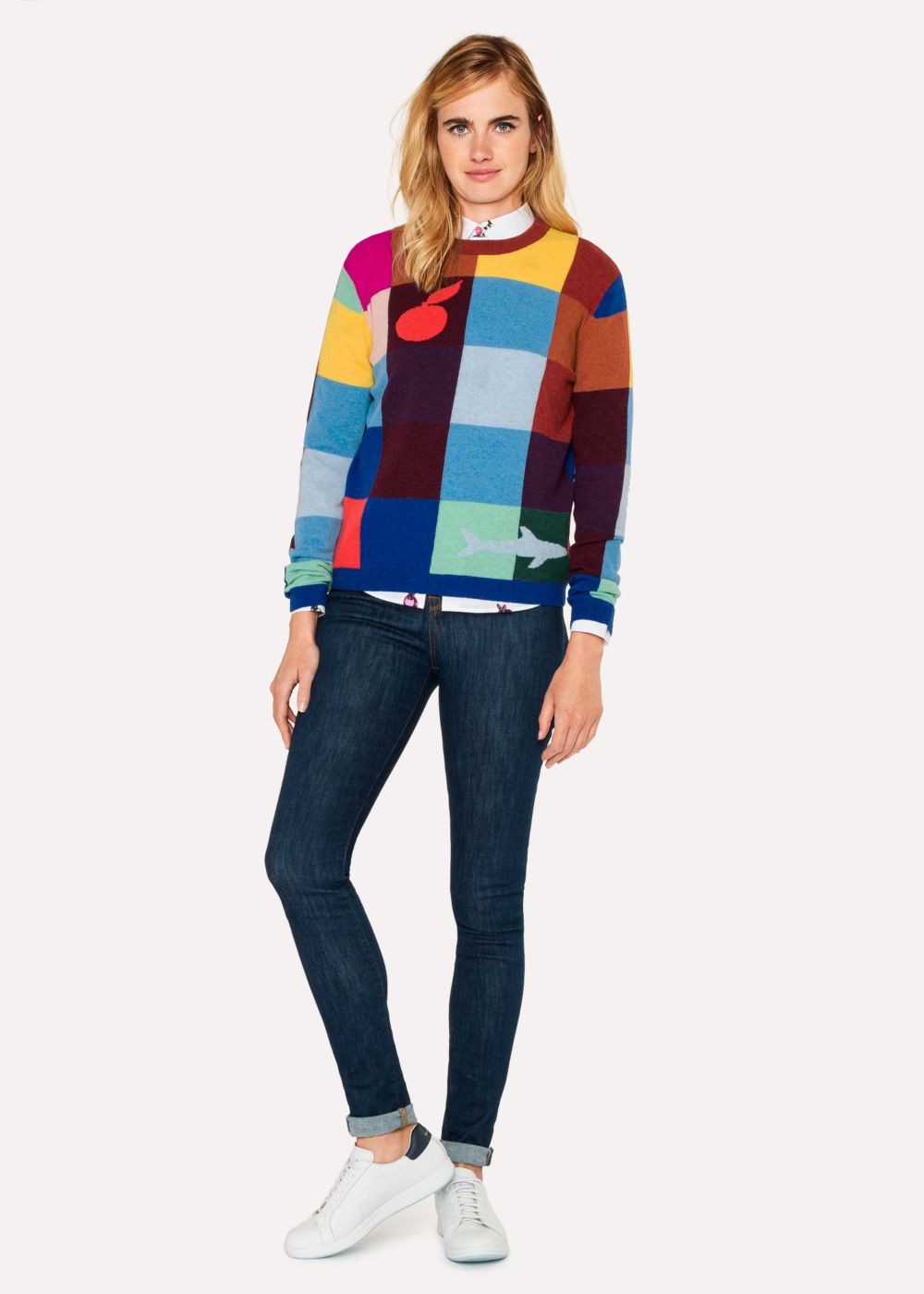 Paul Smith Lady's Color-Block Check Wool-Blend Sweater