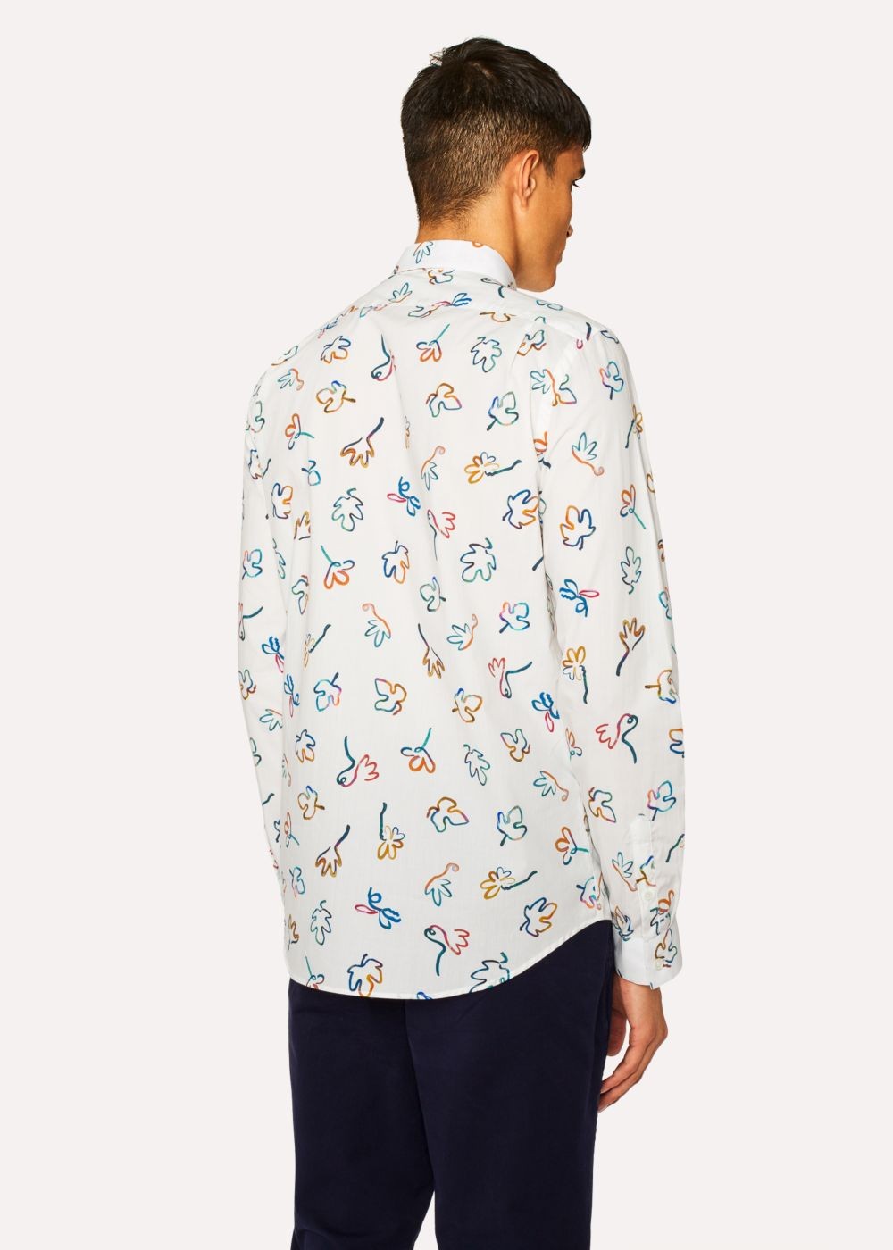 Paul Smith Men's Tailored-Fit White 'impasto Floral' Print Cotton Tee