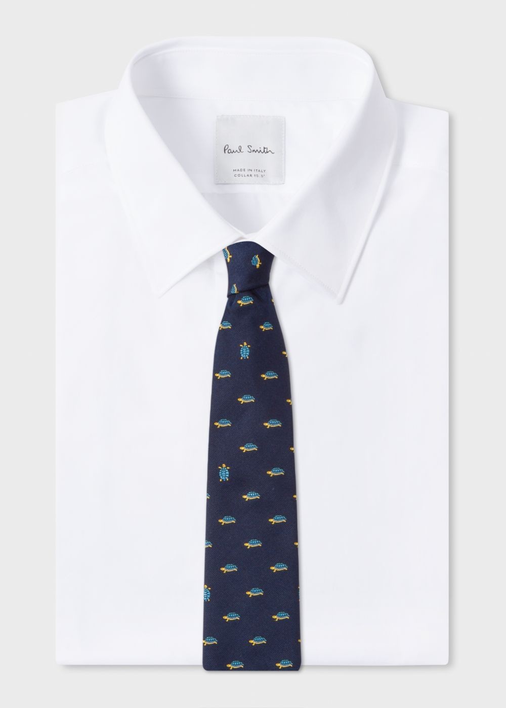 Paul Smith Mens's Navy Embroidered Turtle Motif Silk Tie