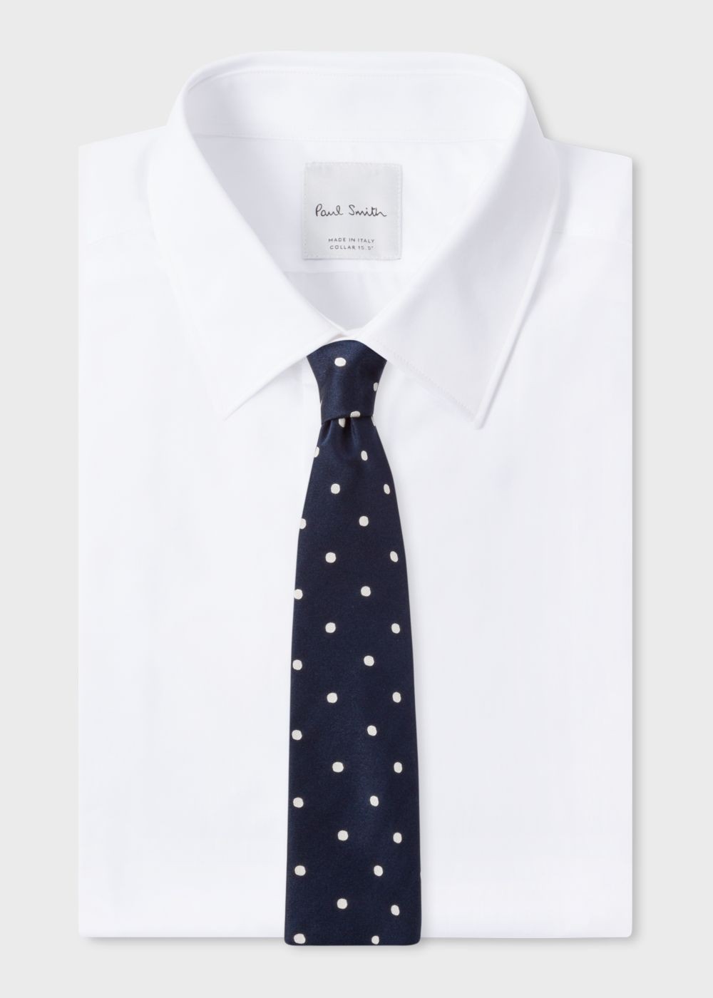 Paul Smith Men's Navy And White Polka Dot Silk Tie