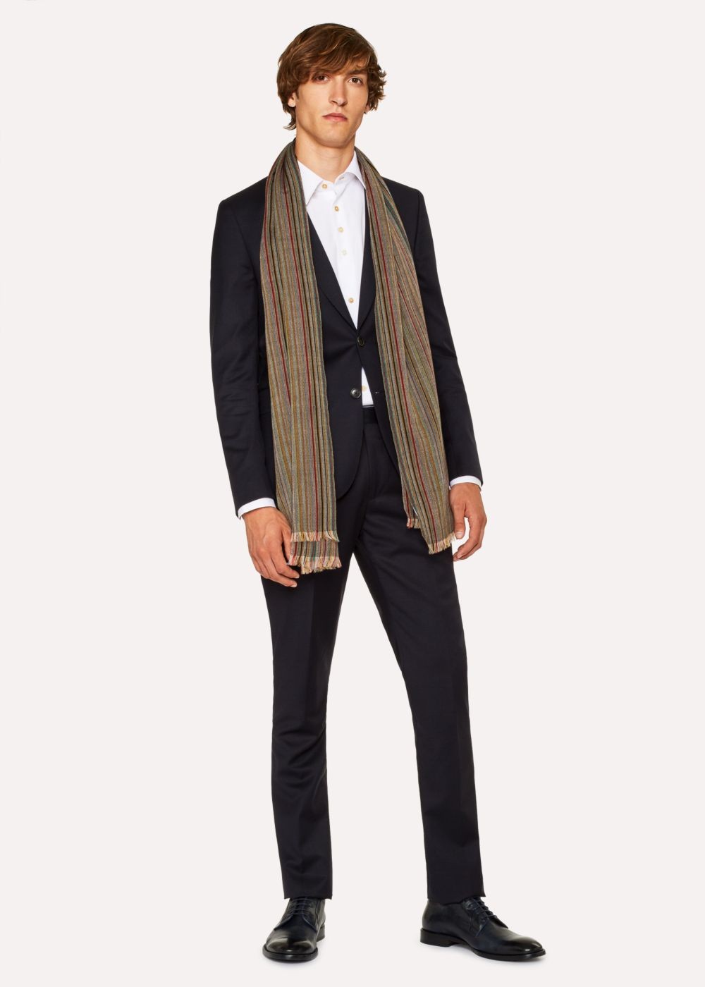 Paul Smith Men's Signature Stripe Mercerised Wool Scarf