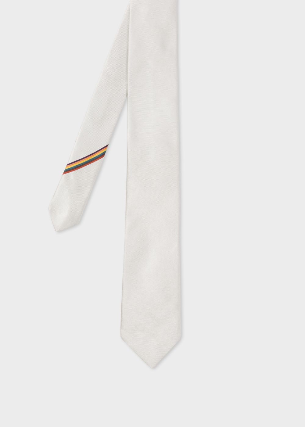 Paul Smith Men's Silver Narrow Silk Tie With 'artist Stripe' Detail