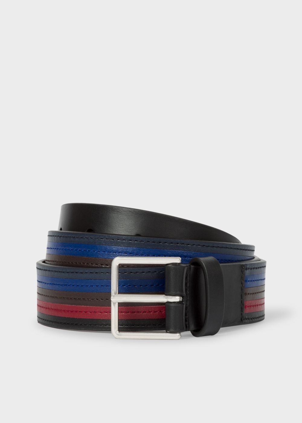 Paul Smith Men's Black Colour Band Leather Belt