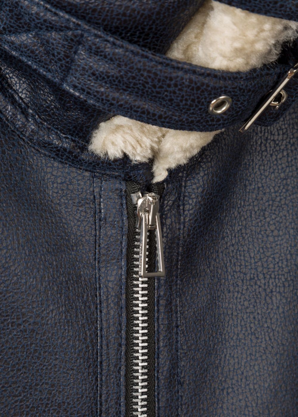 Paul Smith Womens's Navy Faux Shearling Aviator Jackets With Contrast Trims
