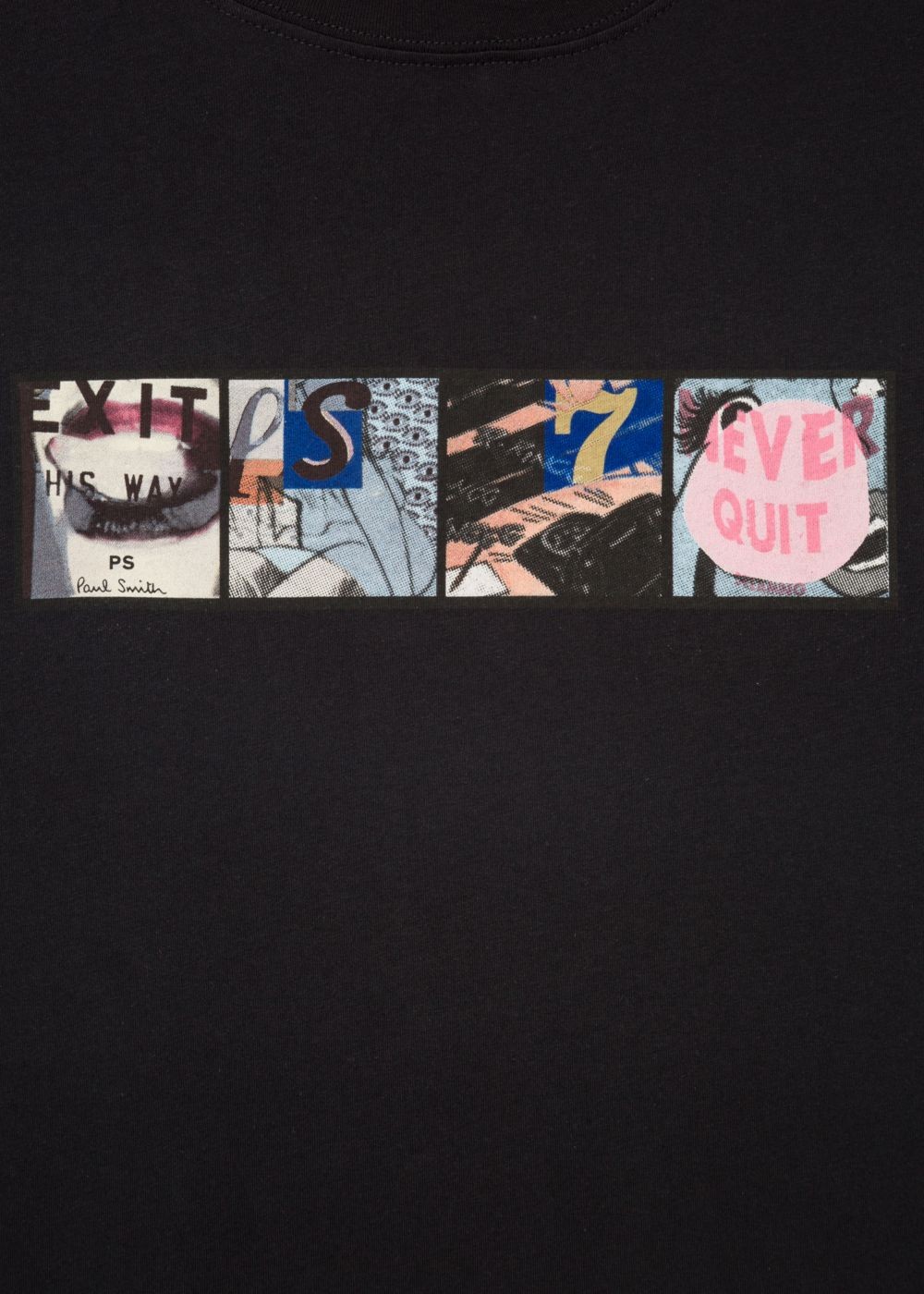 Paul Smith Men's Black 'exit' Print Organic-Cotton Tee