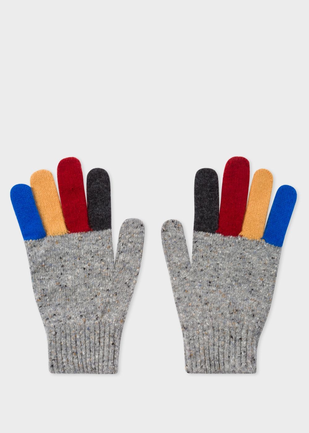 Paul Smith Mens's Grey Donegal Stripe Wool Gloves