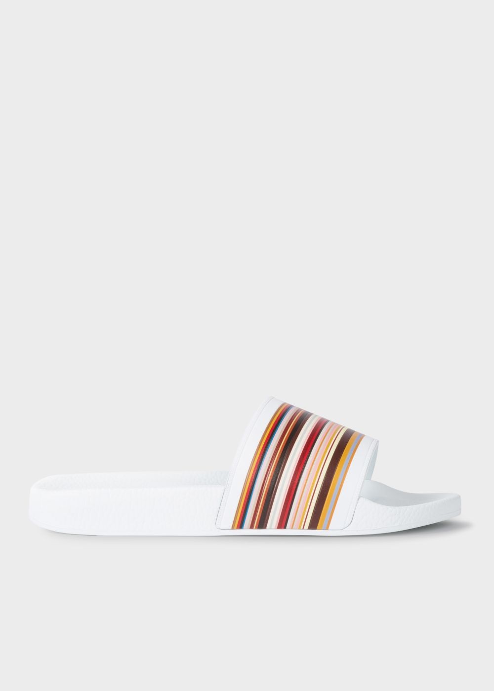 Paul Smith Men's White 'ruben' Slides With 'signature Stripe' Detail