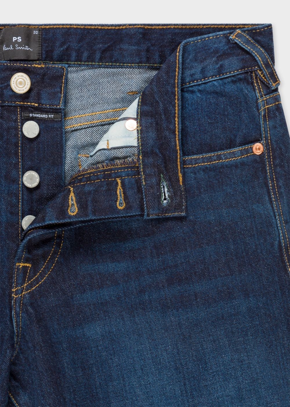 Paul Smith Men's Standard-Fit 13Oz Antique-Wash 'exclusive And Pink Selvedge' Denim Jeans