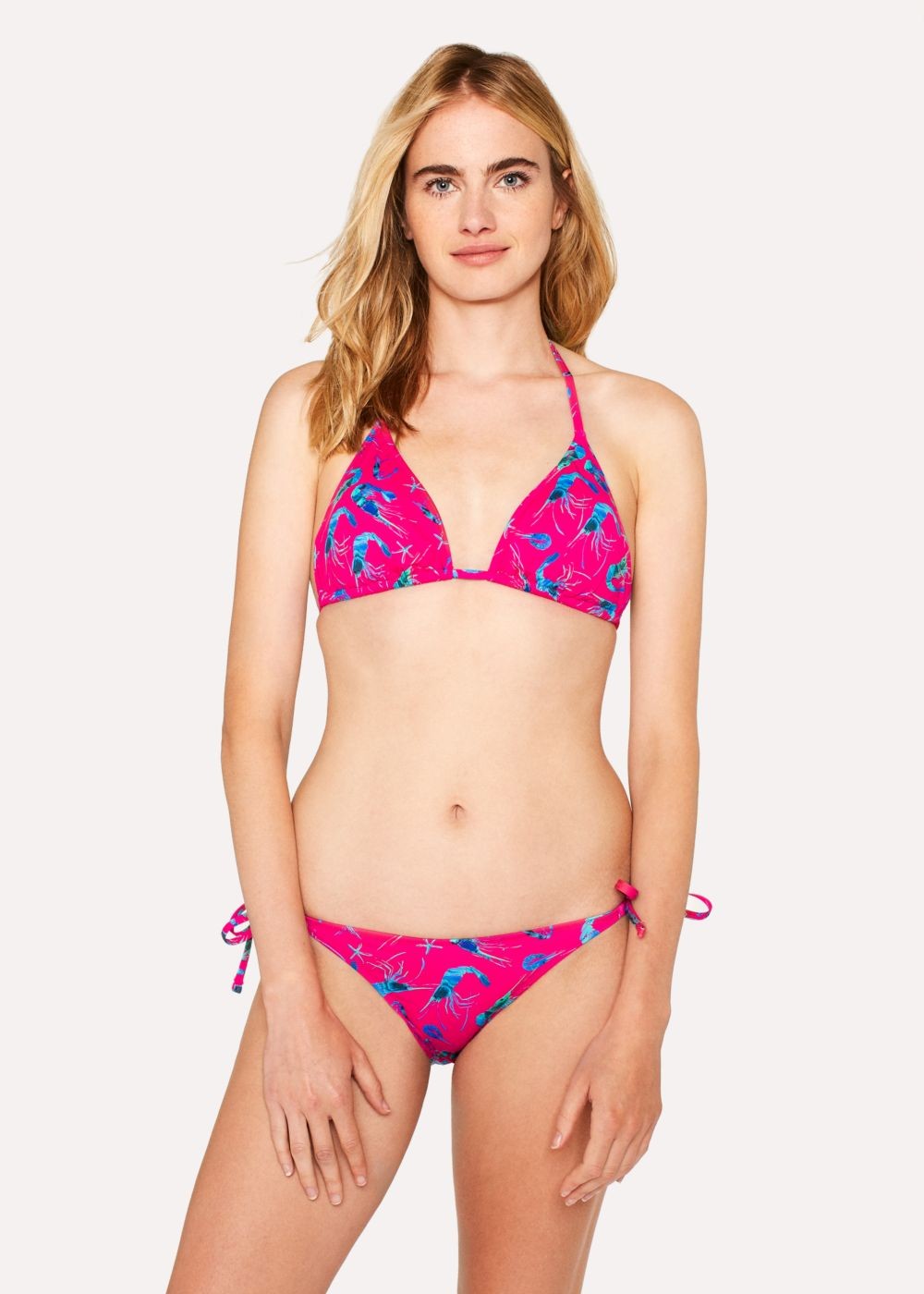 Paul Smith Lady's Fuchsia 'prawn' Print Triangle Bikini Top