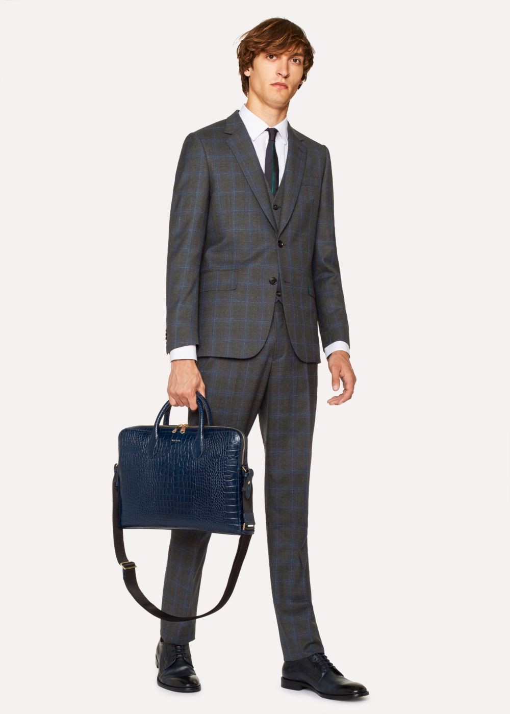 Paul Smith Men's Blue 'bright Stripe' Mock-Croc Leather Business Folio Accessories