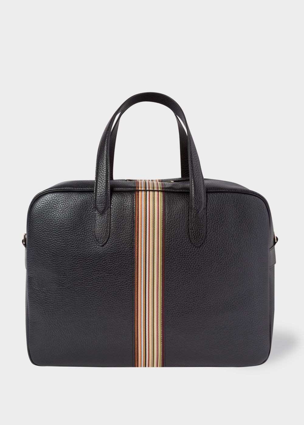 Paul Smith Mens's Black Leather Signature Stripe Weekend Bags