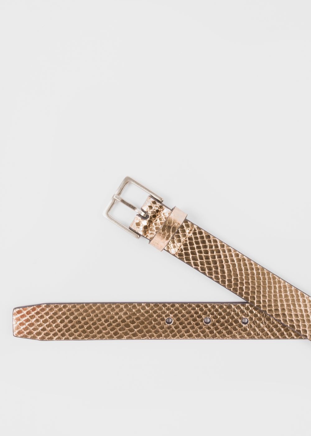 Paul Smith Womens's Gold Metallic Snake-Effect Leather Belt
