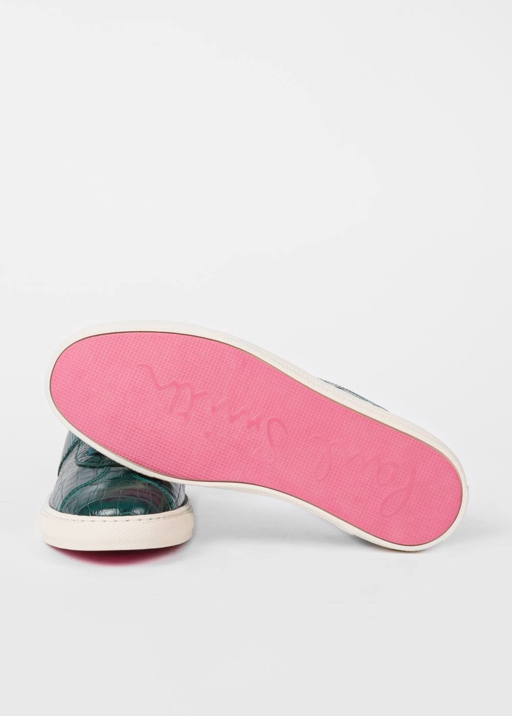 Paul Smith Lady's Teal Mock-Croc Leather 'levon' Sneaker