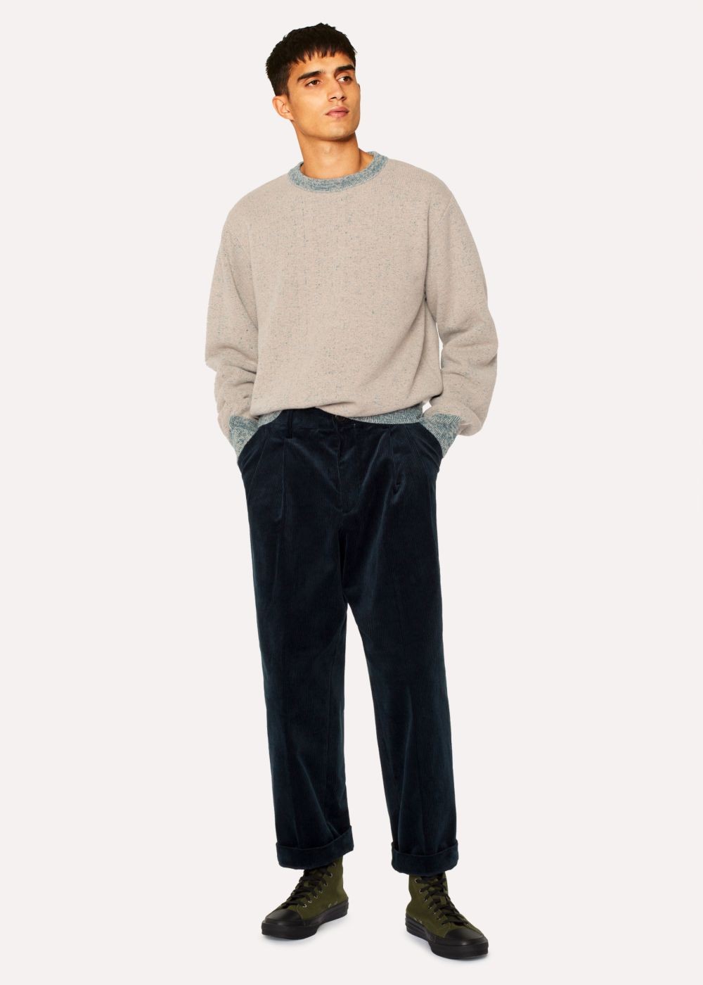 Paul Smith Men's Light Grey Marl Wool-Blend Red Ear Sweater