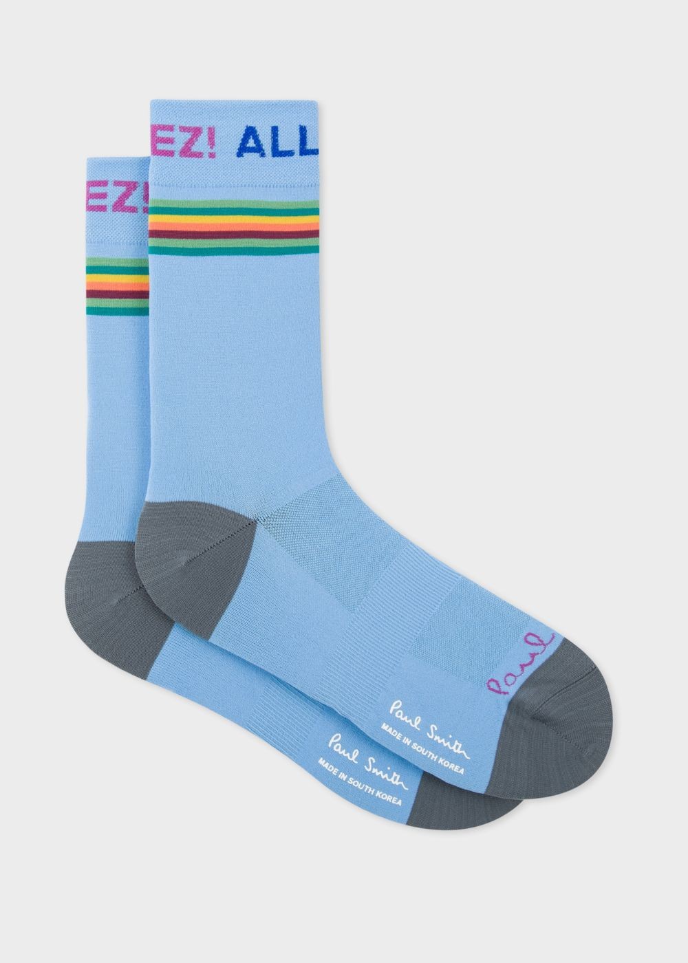 Paul Smith Men'S Light Blue 'Allez!' Cycling Socks