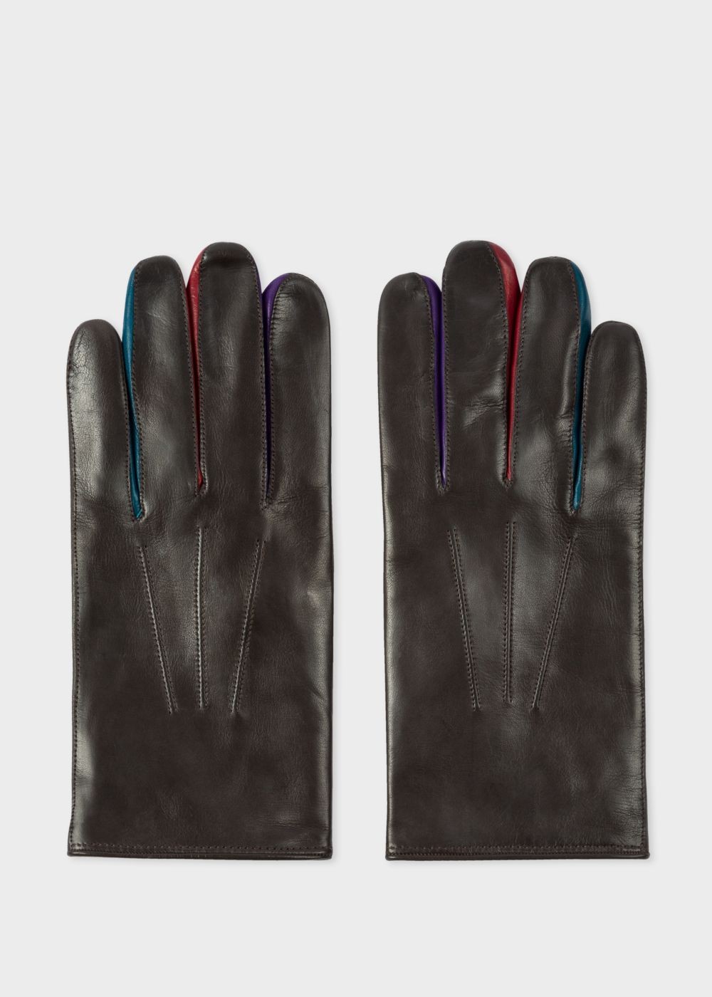 Paul Smith Men's Brown Leather Concertina Gloves