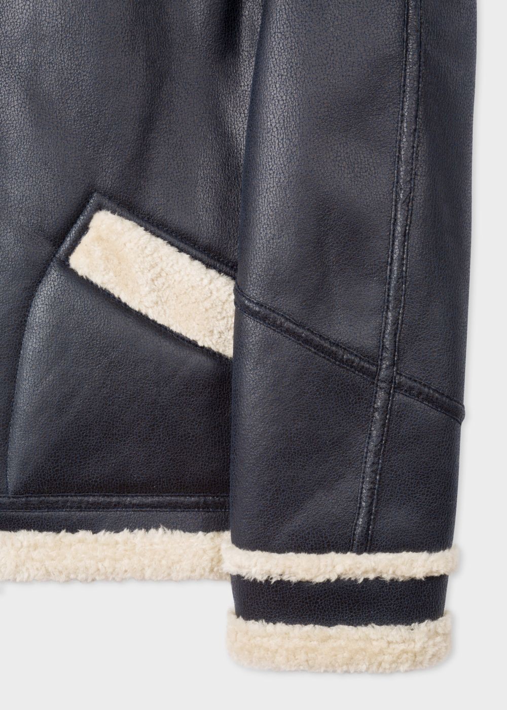 Paul Smith Womens's Navy Faux Shearling Aviator Jackets With Contrast Trims