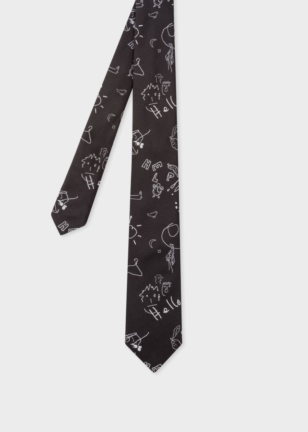 Paul Smith Mens's Black 'paul's Sketchbook' Pattern Narrow Silk Tie