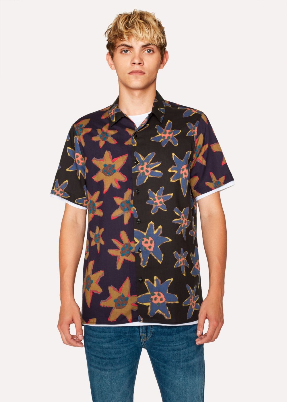 Paul Smith Men's Classic-Fit Black 'torn Floral' Print Short-Sleeve Tees