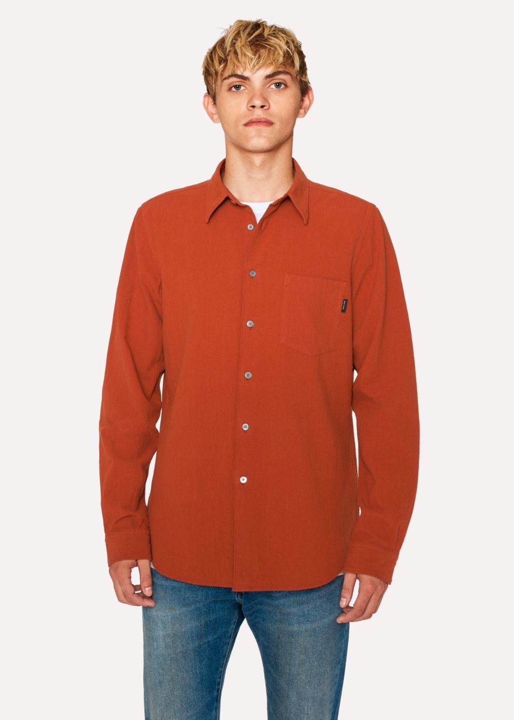 Paul Smith Men's Tailored-Fit Rust Textured Cotton TShirts