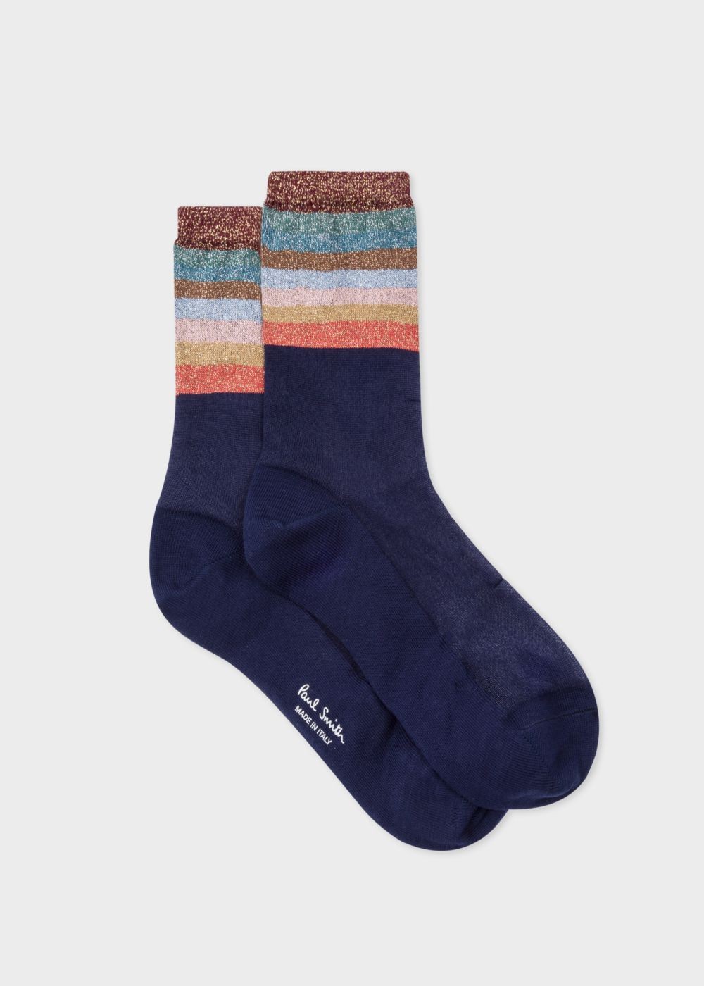 Paul Smith Womens's Navy Glitter Stripe Semi-Sheer Socks