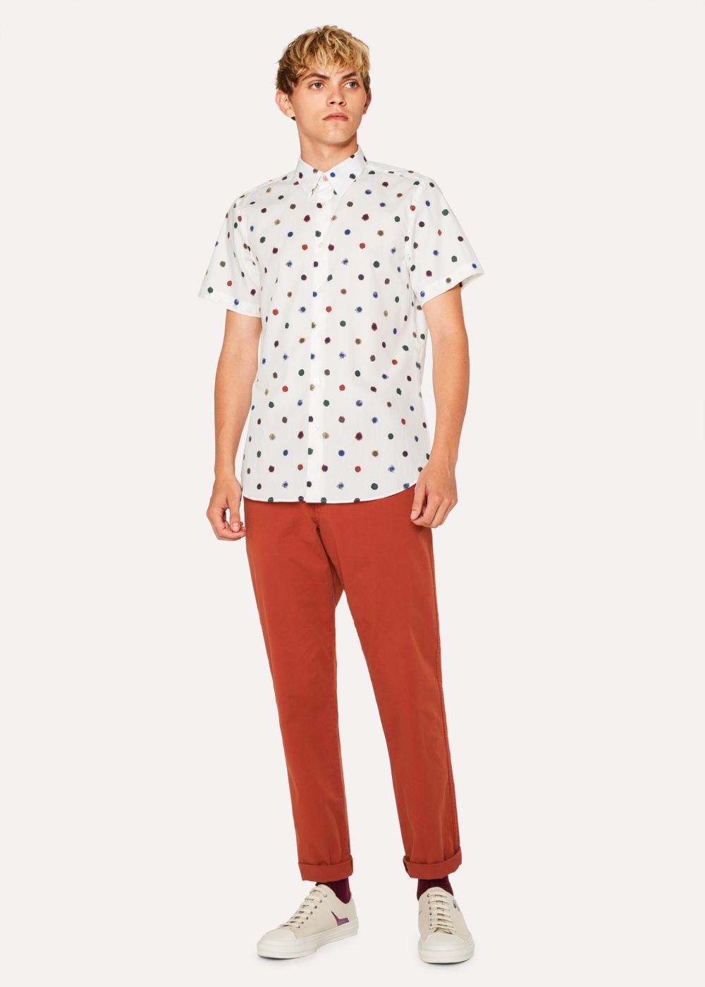 Paul Smith Mens's Tailored-Fit White 'scribble Spot' Short-Sleeve Cotton T-Shirts