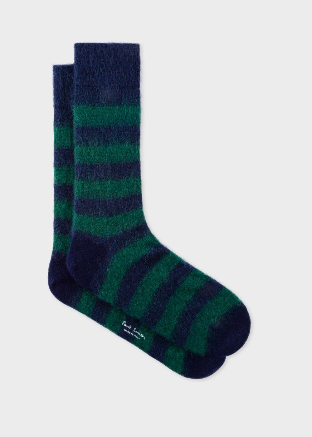 Paul Smith Mens's Green And Blue Stripe Mohair-Blend Socks