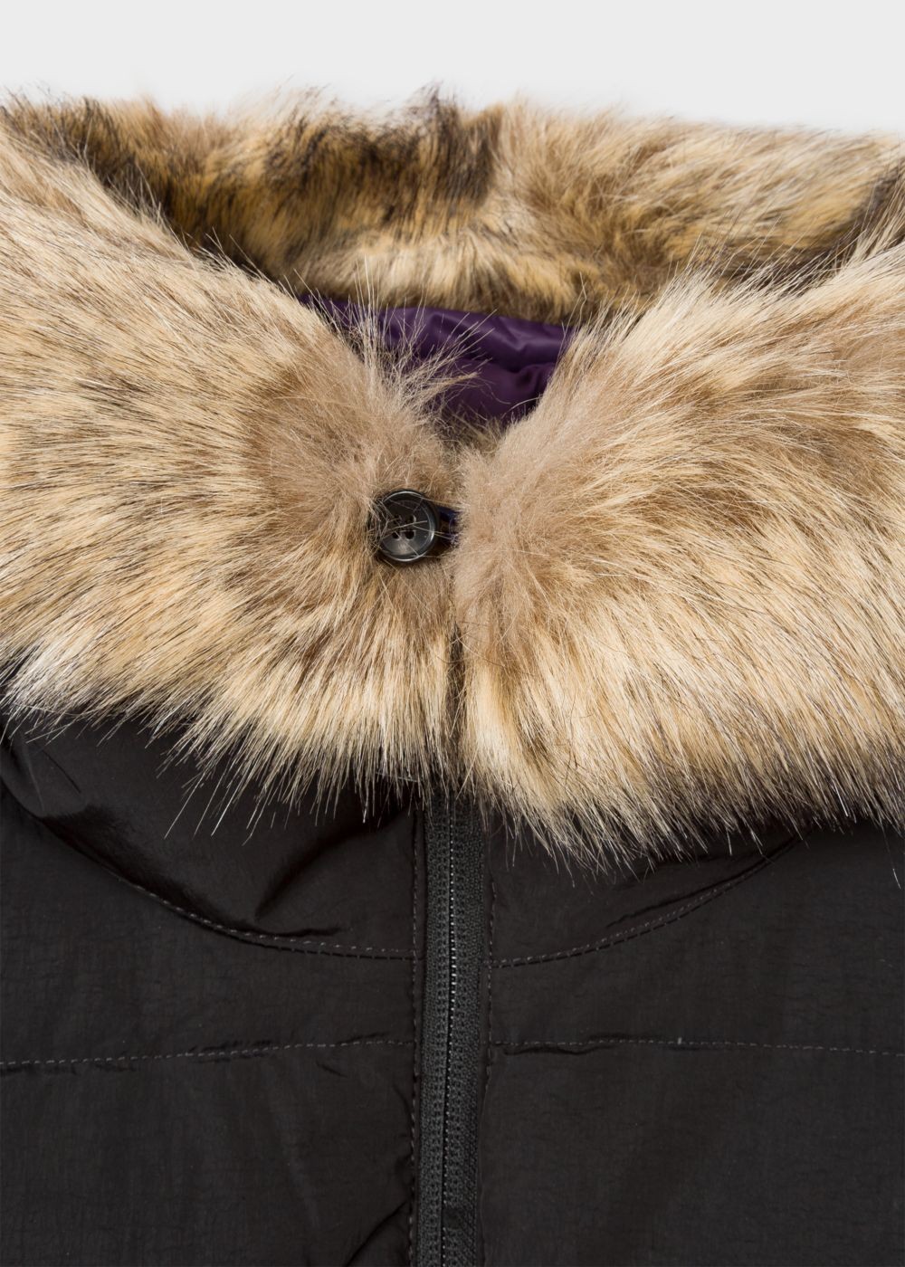 Paul Smith Mens's Black Down-Filled Jackets With Faux Fur Hood Detail