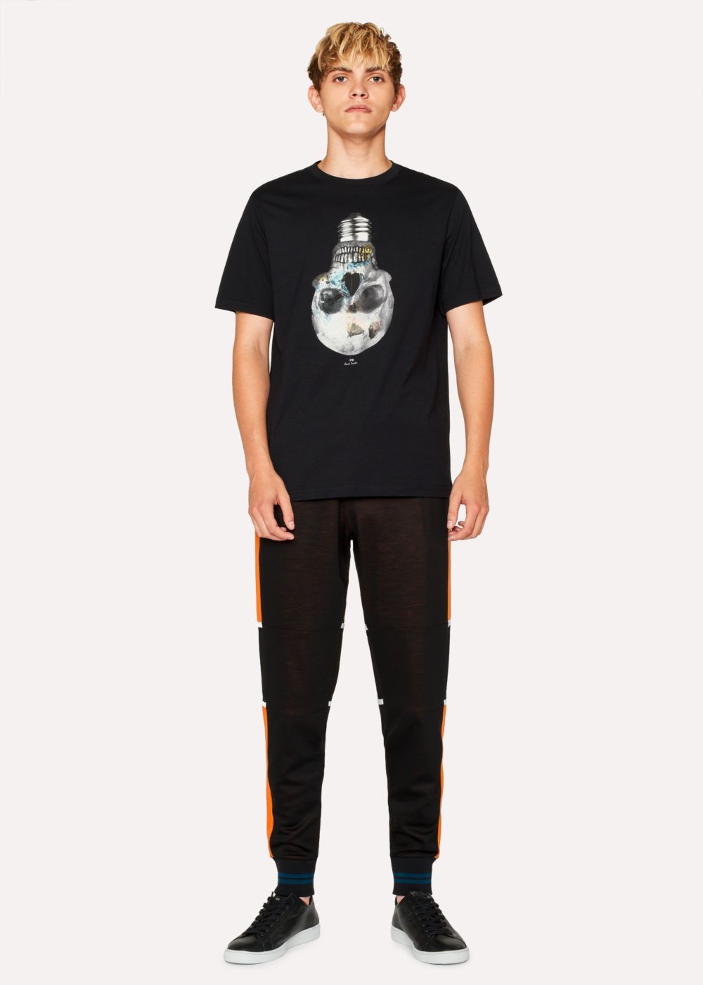 Paul Smith Mens's Black Colour-Block Panelled Cotton-Blend SweatPants