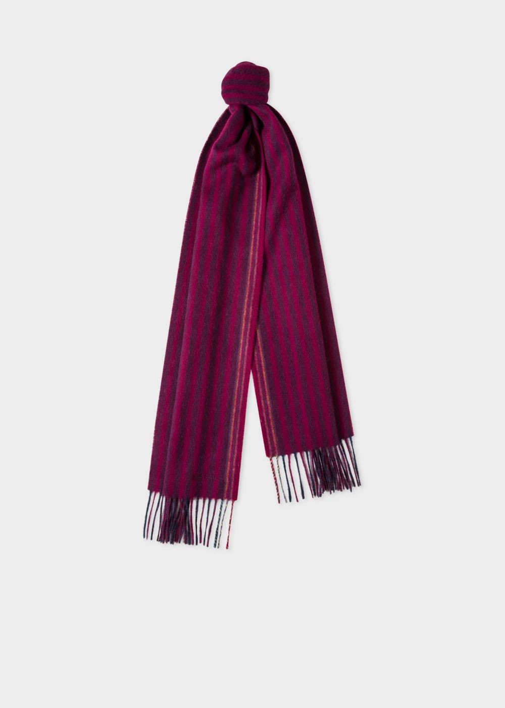 Paul Smith Men's Burgundy Two-Tone Stripe Lambswool And Cashmere Scarf