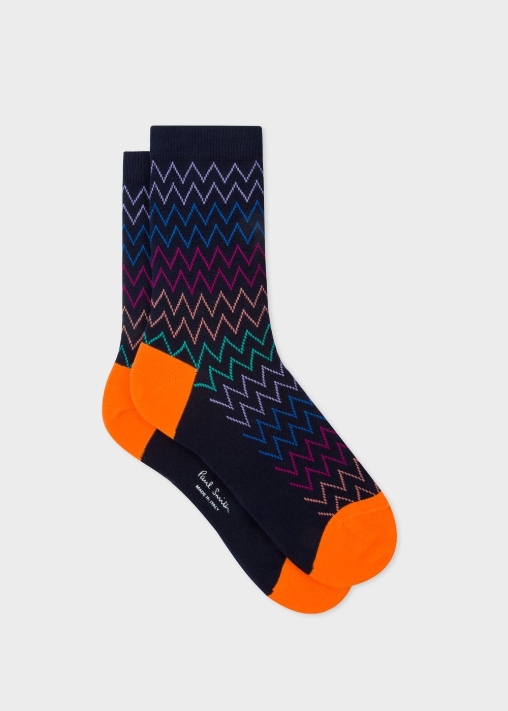 Paul Smith Women's Dark Navy Multi-Coloured Zig-Zag Stripe Socks