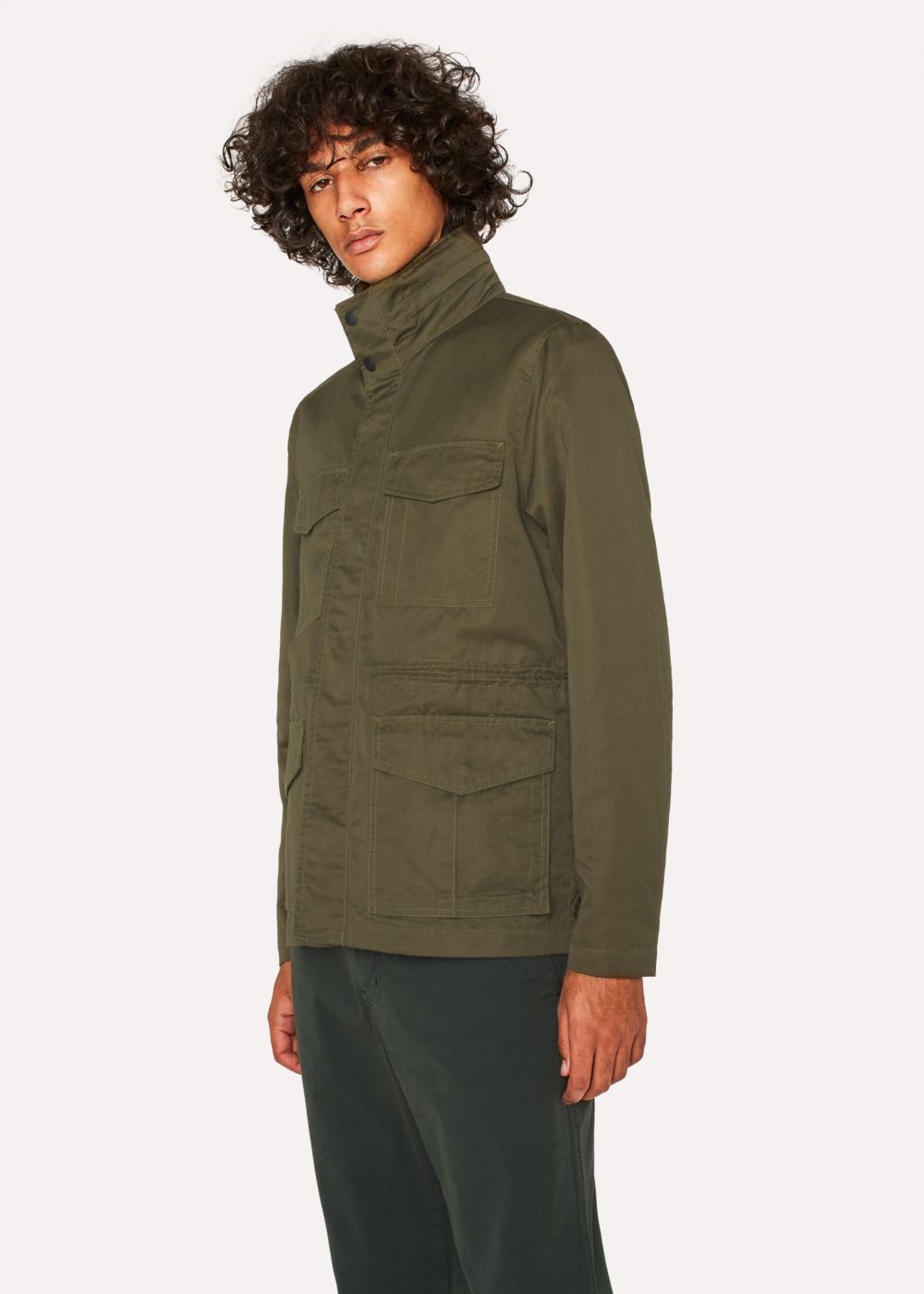 Paul Smith Mens's Khaki Cotton-Linen Field Jackets