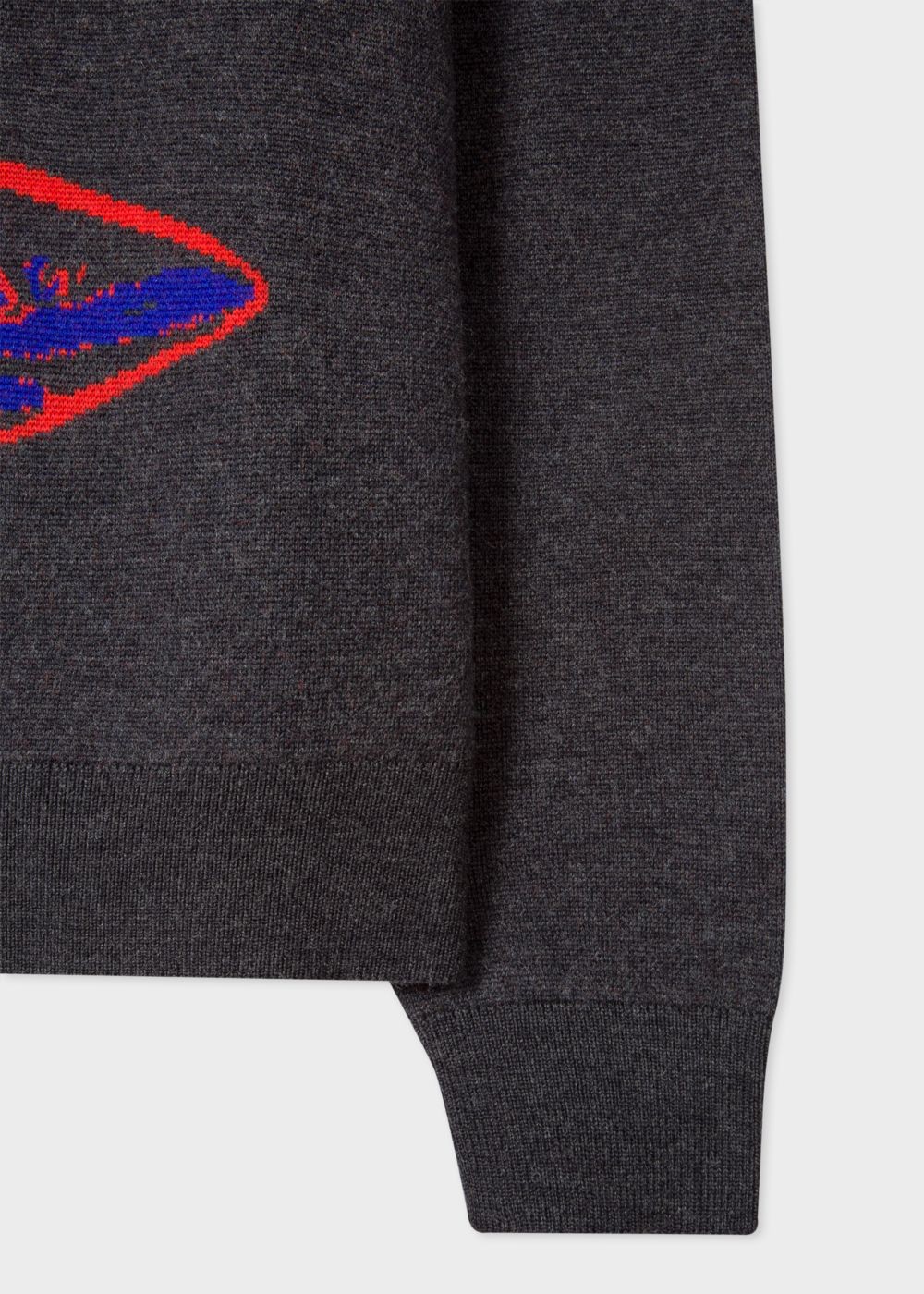 Paul Smith Men's Dark Grey Merino Wool Sweater With 'shark' Intarsia
