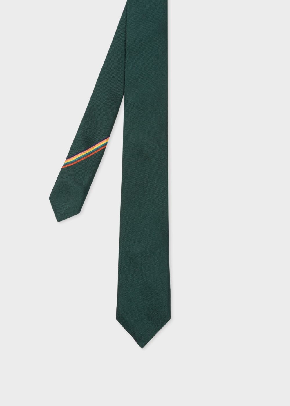 Paul Smith Mens's Dark Green Narrow Silk Tie With 'artist Stripe' Detail