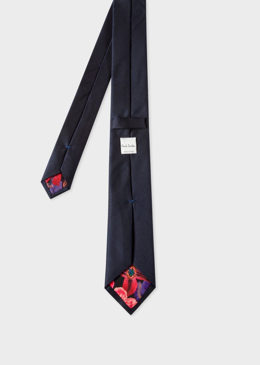 Paul Smith Mens's Navy 'floral Stripe' Embroidered Narrow Silk Tie