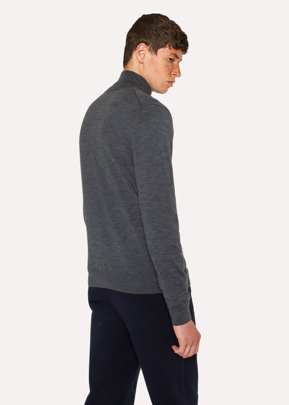 Paul Smith Men's Grey Zip-Through Funnel-Neck Cardigan Clothing