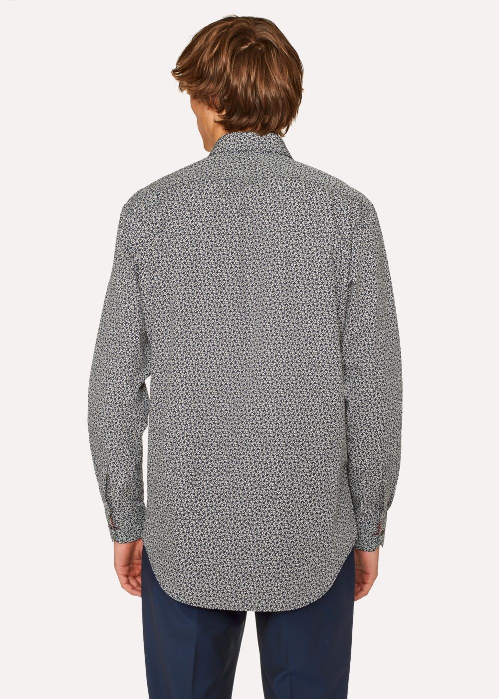 Paul Smith Mens's Classic-Fit Navy Ditsy Floral Cotton 'artist Stripe' Cuff Shirts