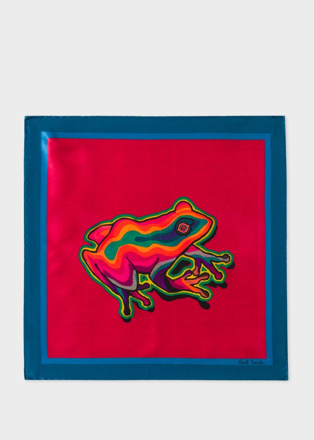 Paul Smith Men's Red 'dreamer Frog' Print Silk Pocket Square Accessories