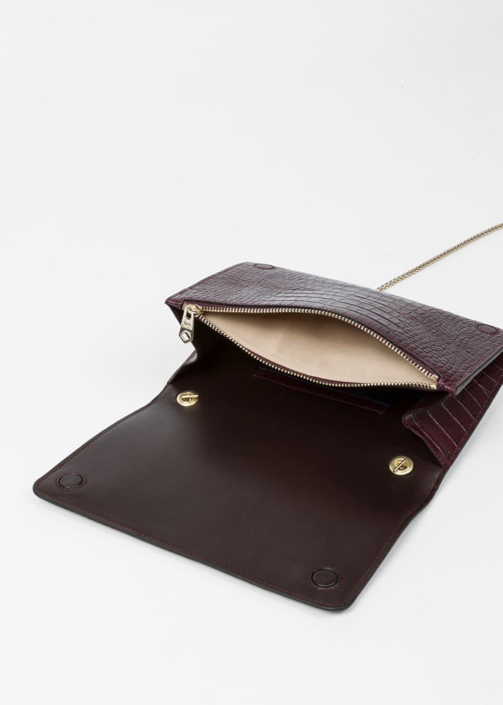 Paul Smith Lady's Burgundy Mock-Croc Leather Clutch Handbags