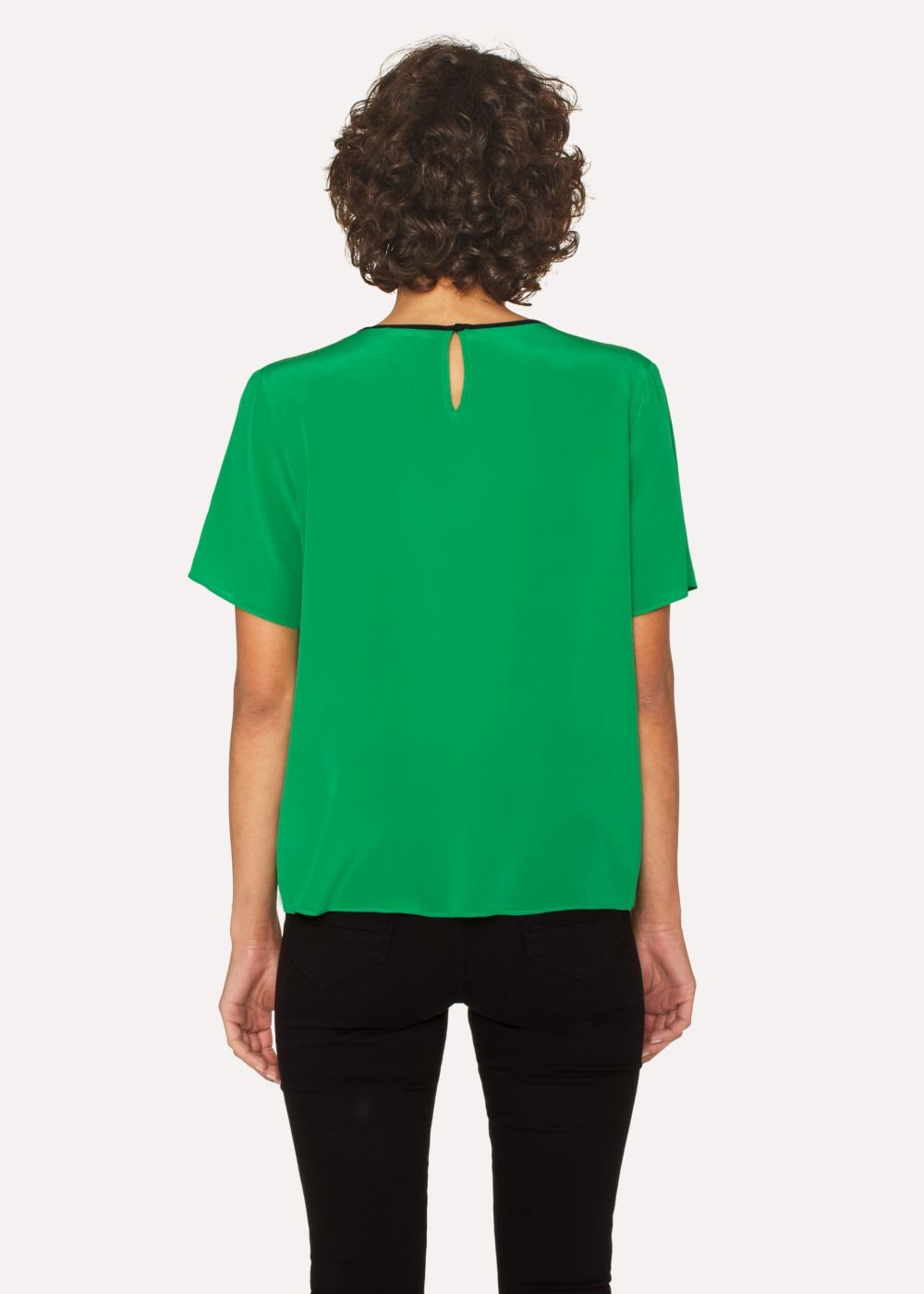 Paul Smith Women's Green Silk Top With Contrasting Trim