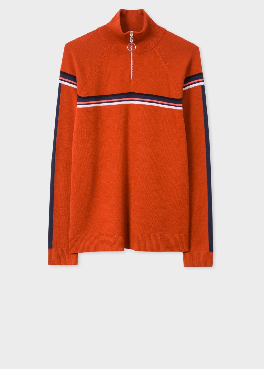 Paul Smith Women's Rust Funnel Neck Wool Half-Zip Sweater